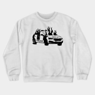 Police Car on fire Crewneck Sweatshirt